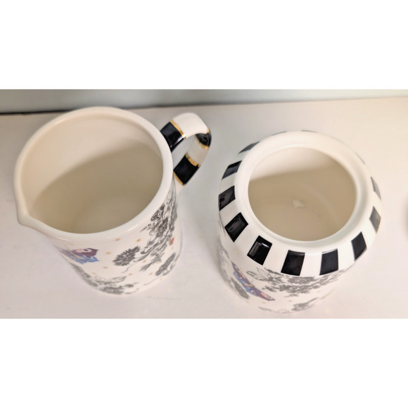 MacKenzie Childs Butterfly Toile Ceramic Creamer & Sugar Set - Picture 3 of 5